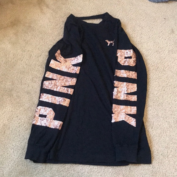 PINK Victoria's Secret Tops - Vs pink bling open back campus tee